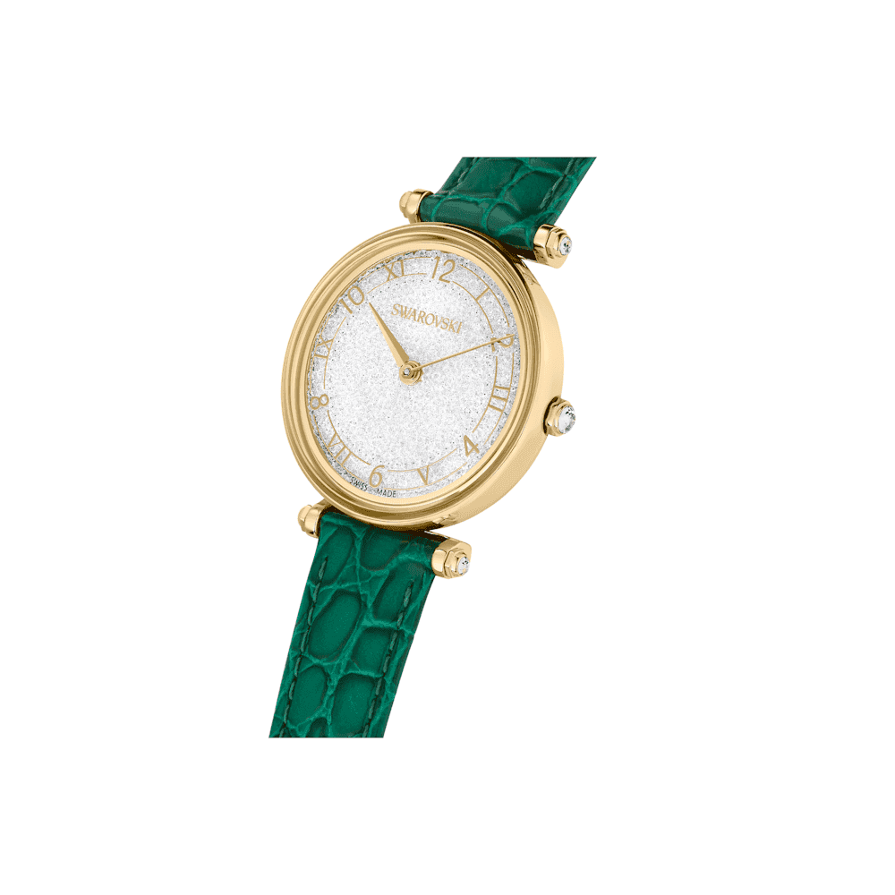 CRYSTALLINE WONDER WATCH WITH GREEN LEATHER STRAP