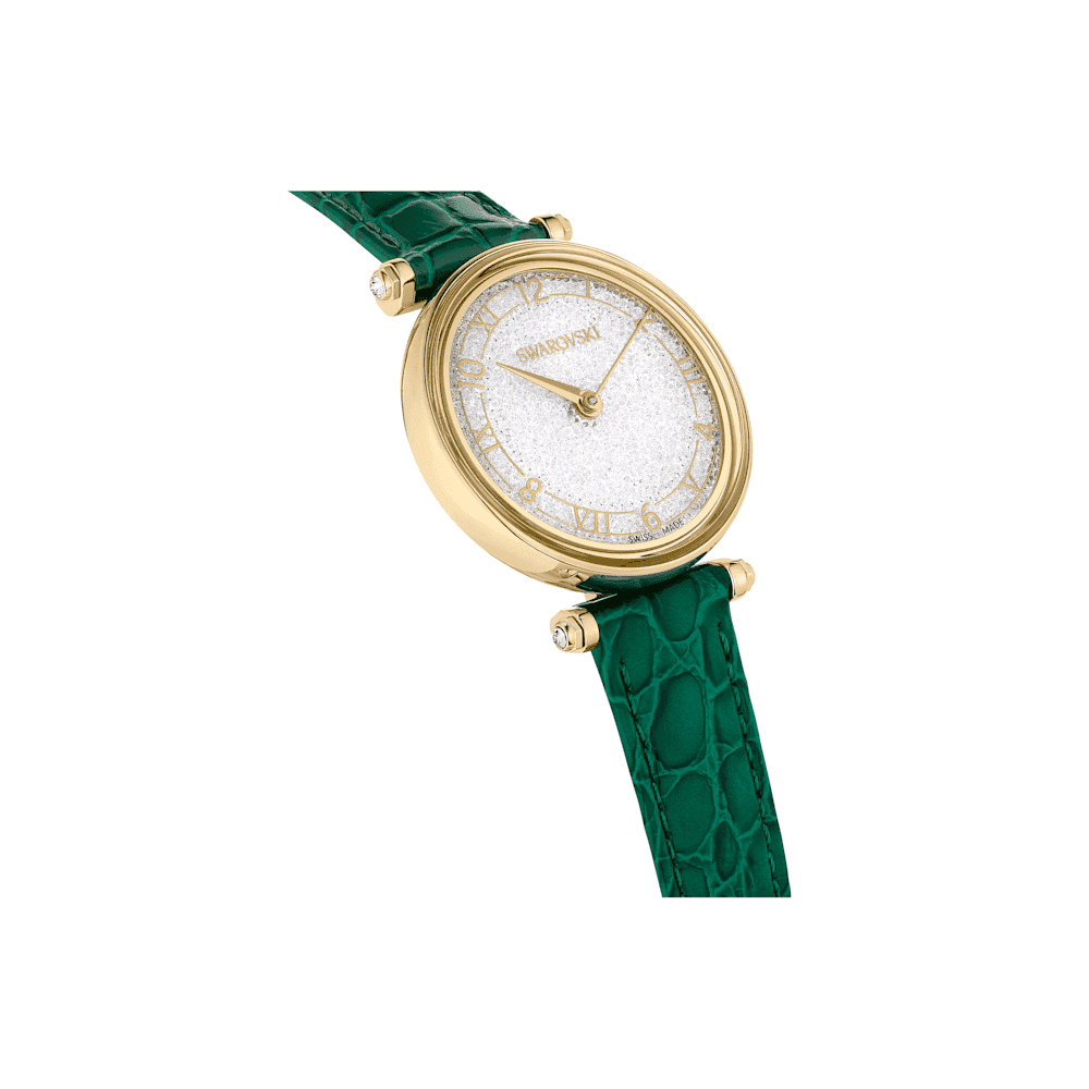CRYSTALLINE WONDER WATCH WITH GREEN LEATHER STRAP