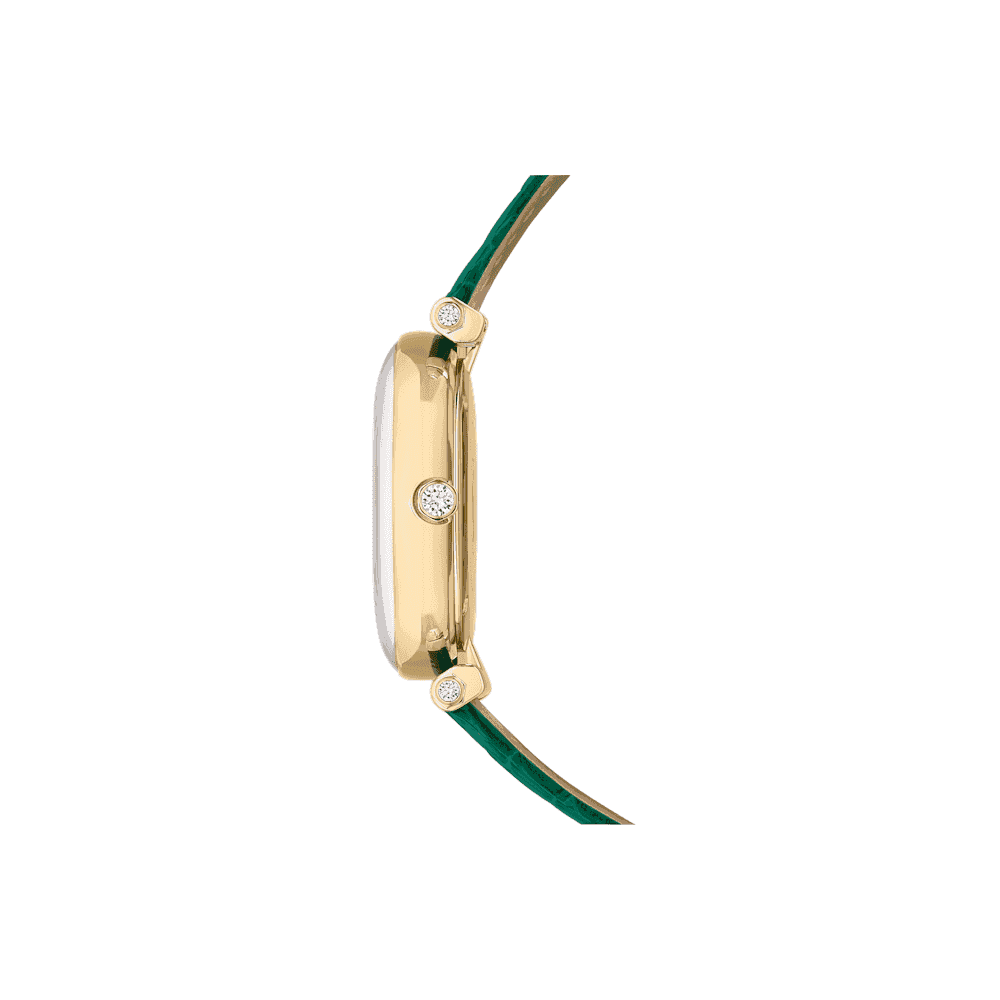 CRYSTALLINE WONDER WATCH WITH GREEN LEATHER STRAP