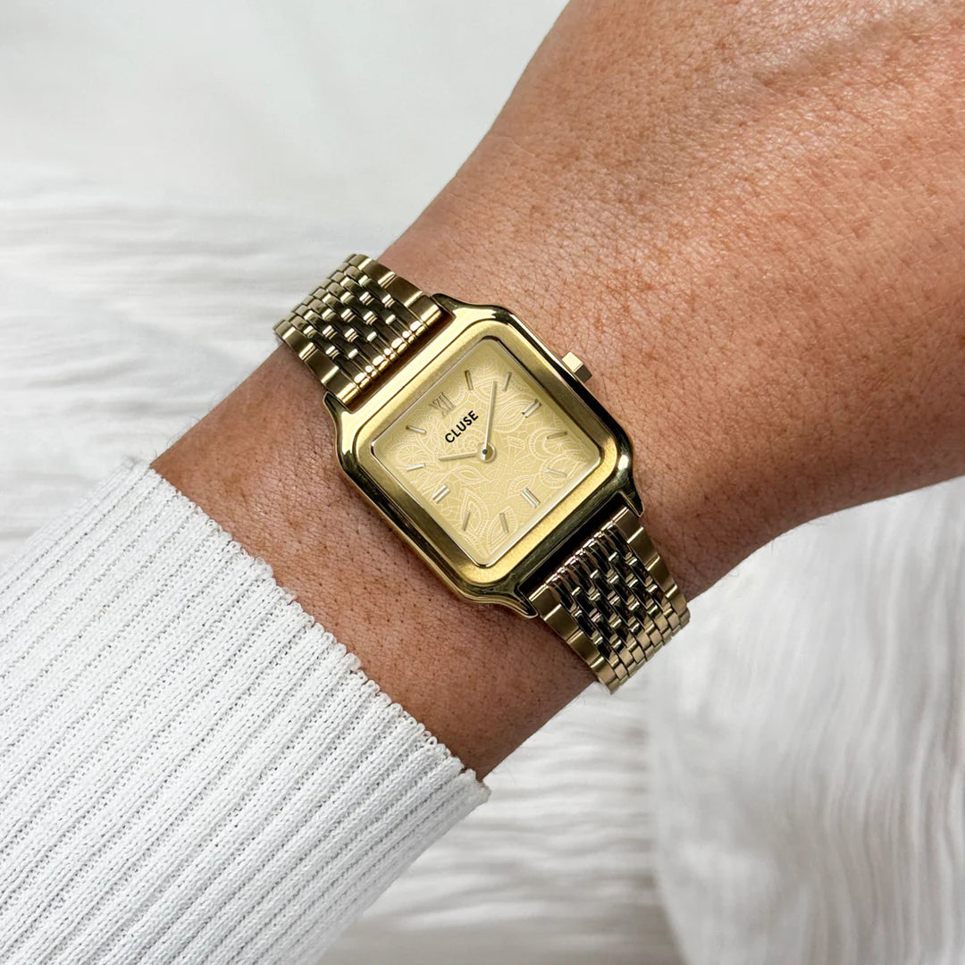 CLUSE GRACIEUSE PETITE LACE TEXTURED DIAL GOLD LADIES WATCH