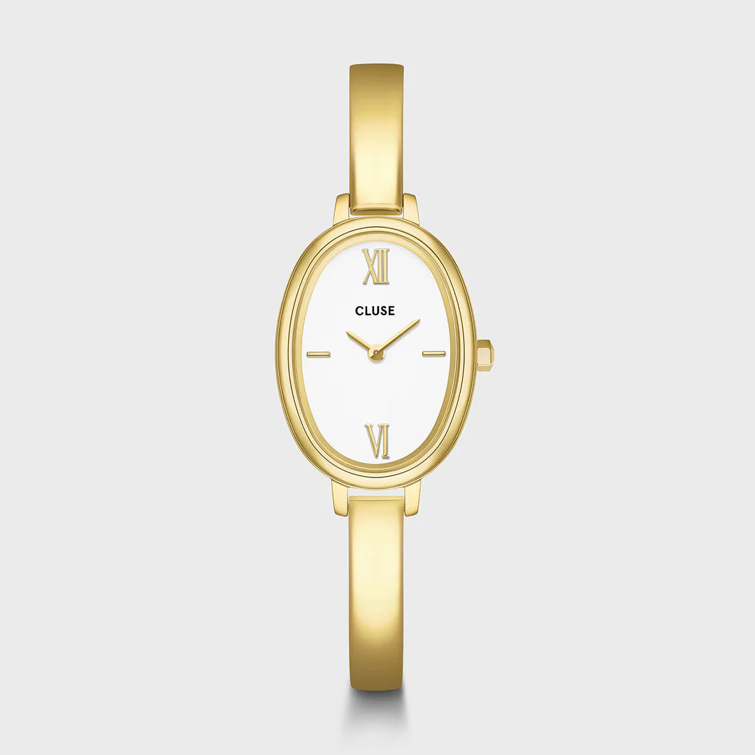 CLUSE L'OVALE WHITE DIAL LADIES GOLD STAINLESS STEEL WATCH