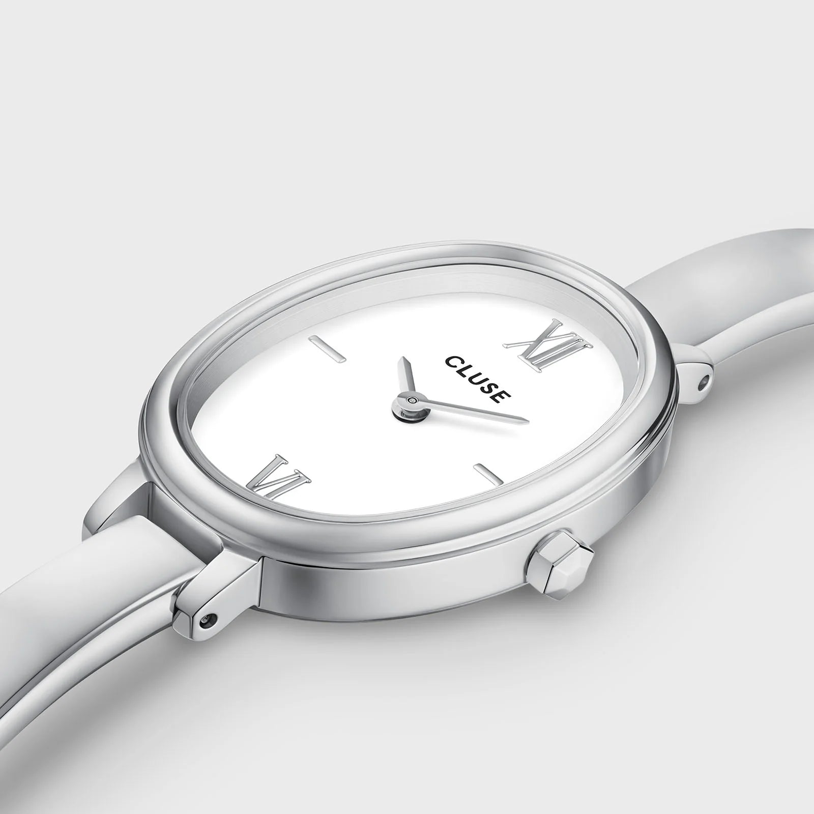 CLUSE L'OVALE WHITE DIAL LADIES STAINLESS STEEL WATCH