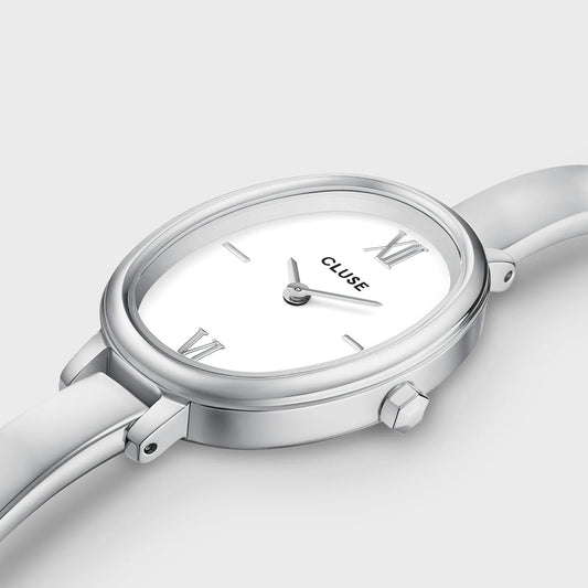 CLUSE L'OVALE WHITE DIAL LADIES STAINLESS STEEL WATCH