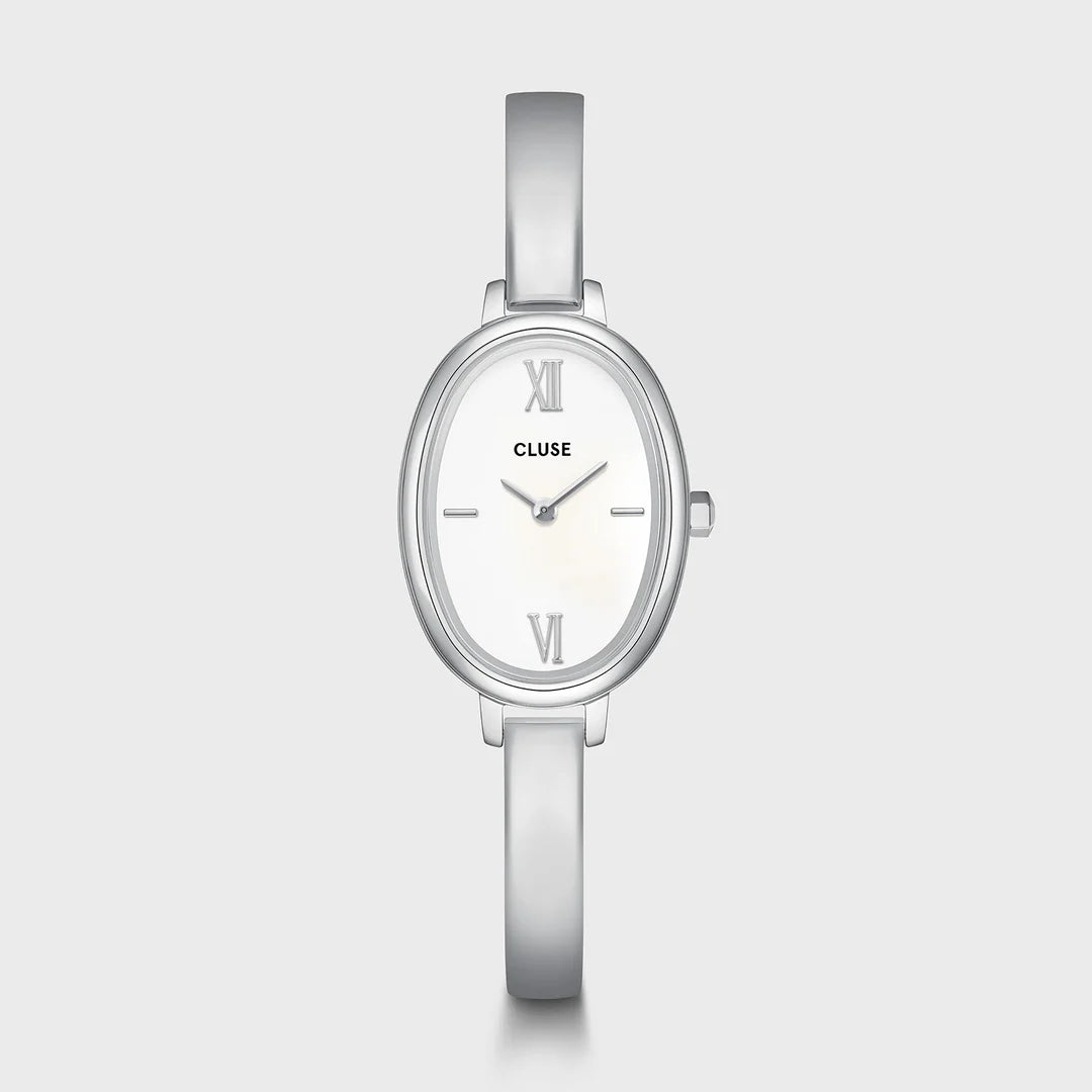 CLUSE L'OVALE WHITE DIAL LADIES STAINLESS STEEL WATCH