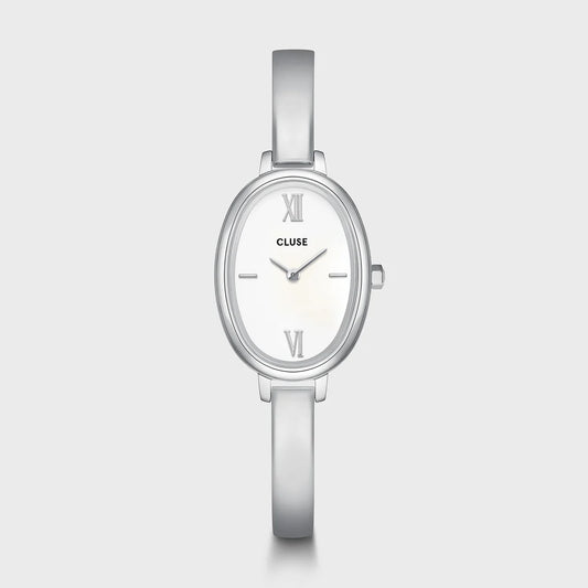 CLUSE L'OVALE WHITE DIAL LADIES STAINLESS STEEL WATCH