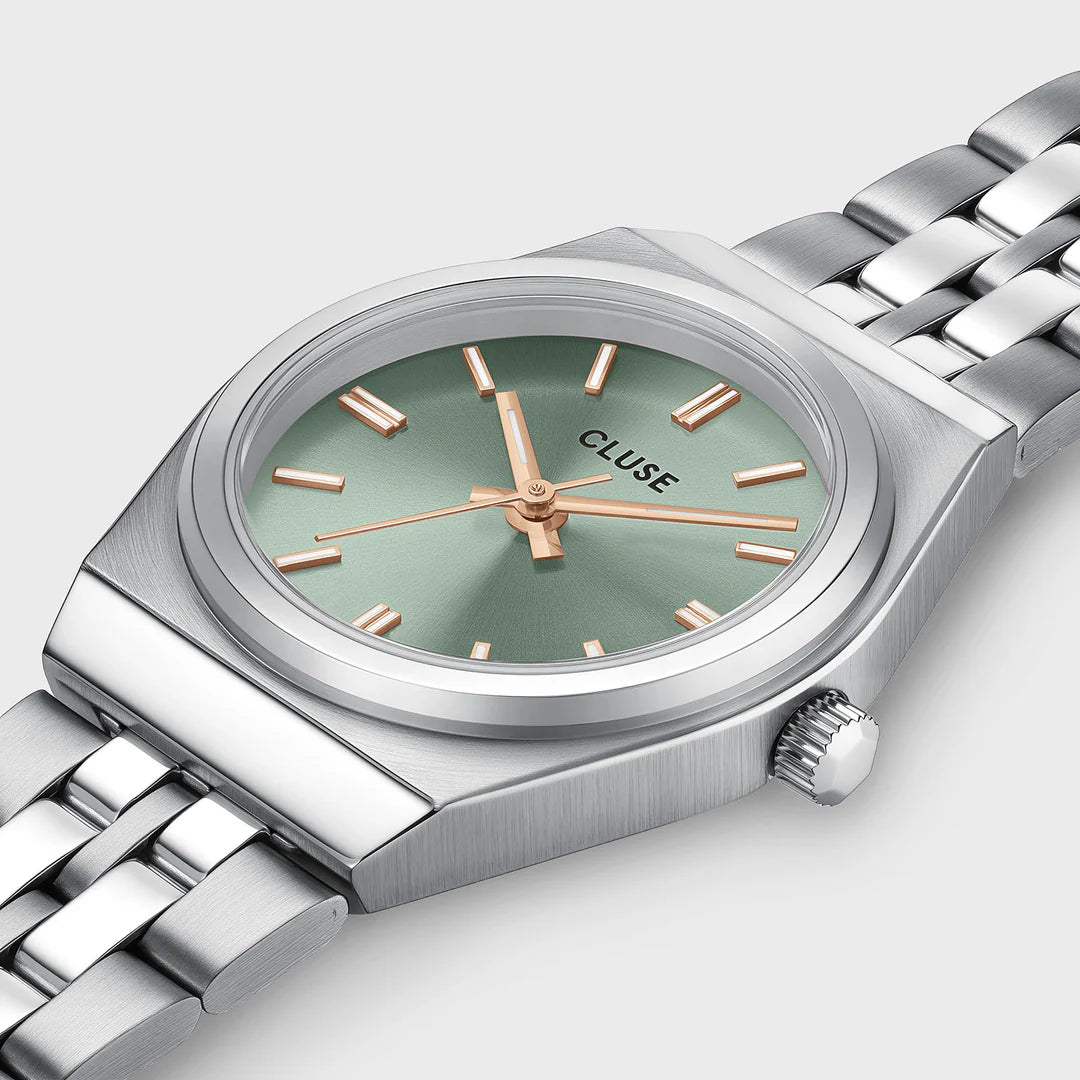 CLUSE RETRO 70S MINI SAGE GREEN DIAL LADIES STAINLESS STEEL WATCH