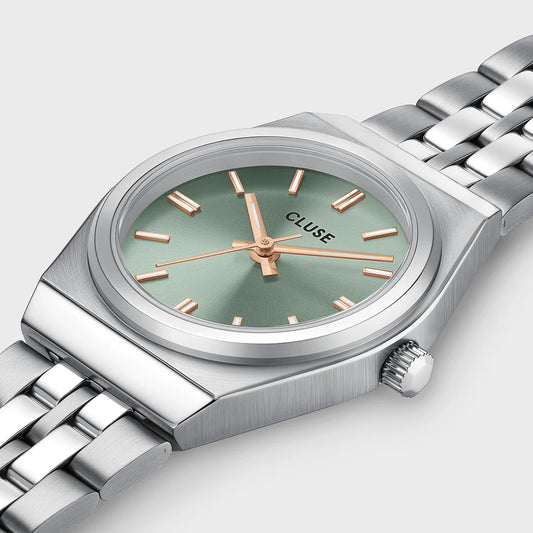 CLUSE RETRO 70S MINI SAGE GREEN DIAL LADIES STAINLESS STEEL WATCH