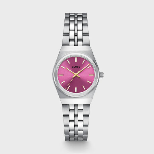 CLUSE RETRO 70'S MINI FUCHSIA DIAL LADIES STAINLESS STEEL WATCH