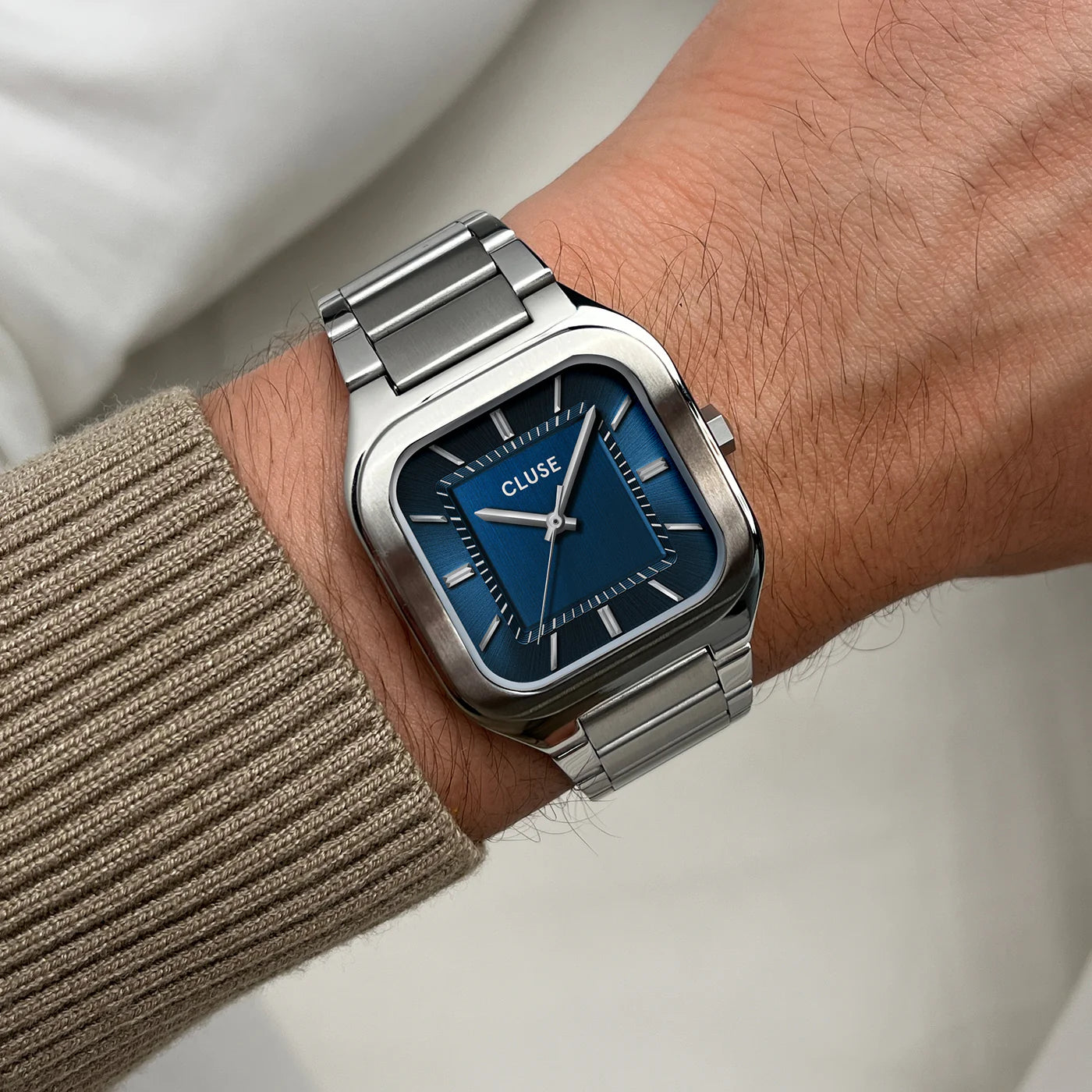 Cluse Quadrus Watch Steel, Blue, Silver Colour