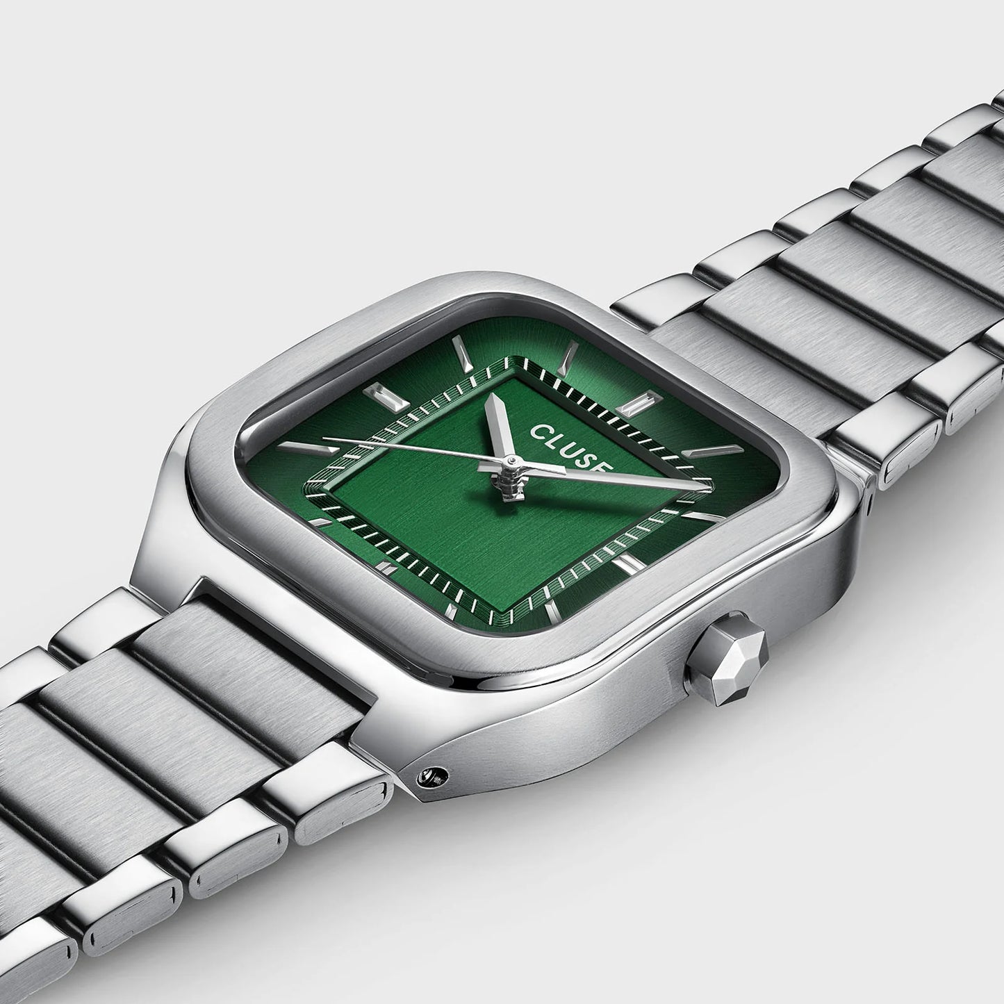 Cluse Quadrus Watch Steel, Green, Silver Colour