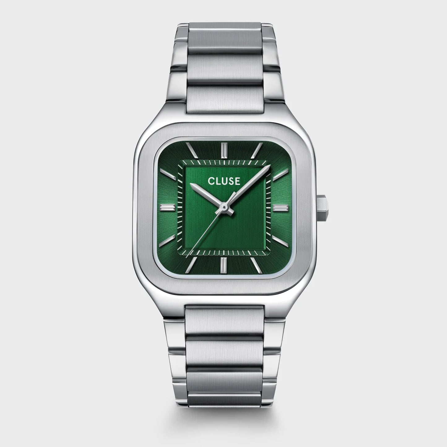 Cluse Quadrus Watch Steel, Green, Silver Colour