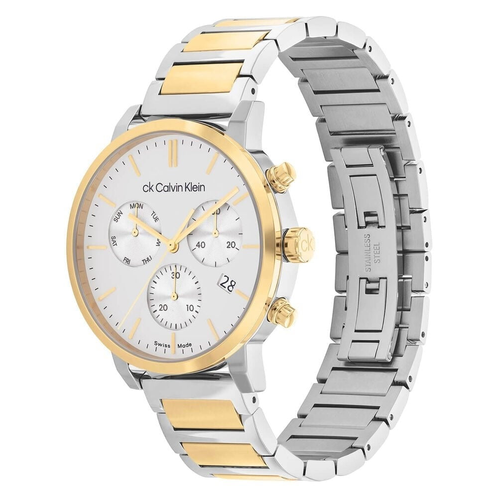 Calvin Klein Architectural 42mm White Dial Steel & Yellow Gold Bracelet Watch