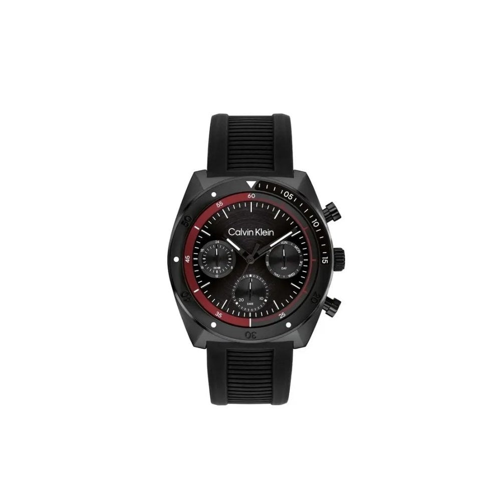 Calvin Klein Chronograph, Black Dial Silicone Strap Gents Watch