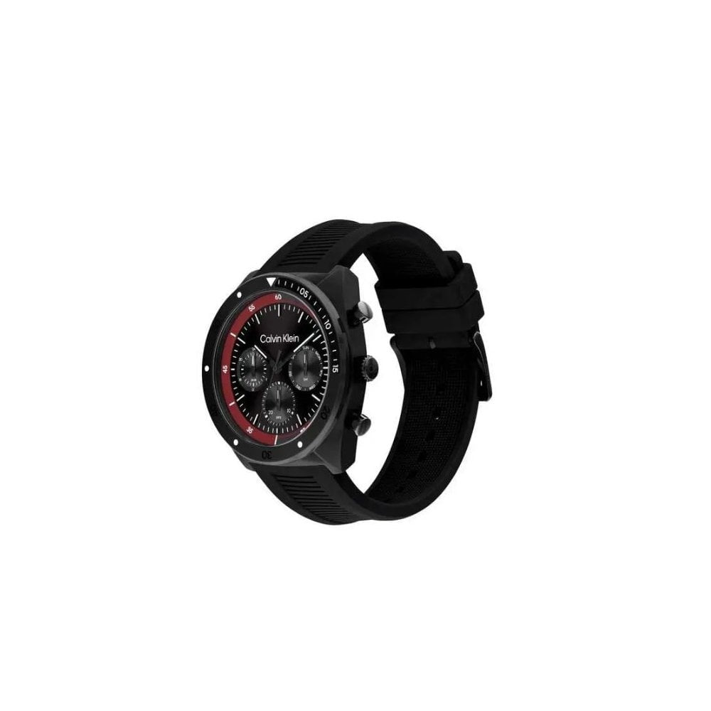 Calvin Klein Chronograph, Black Dial Silicone Strap Gents Watch