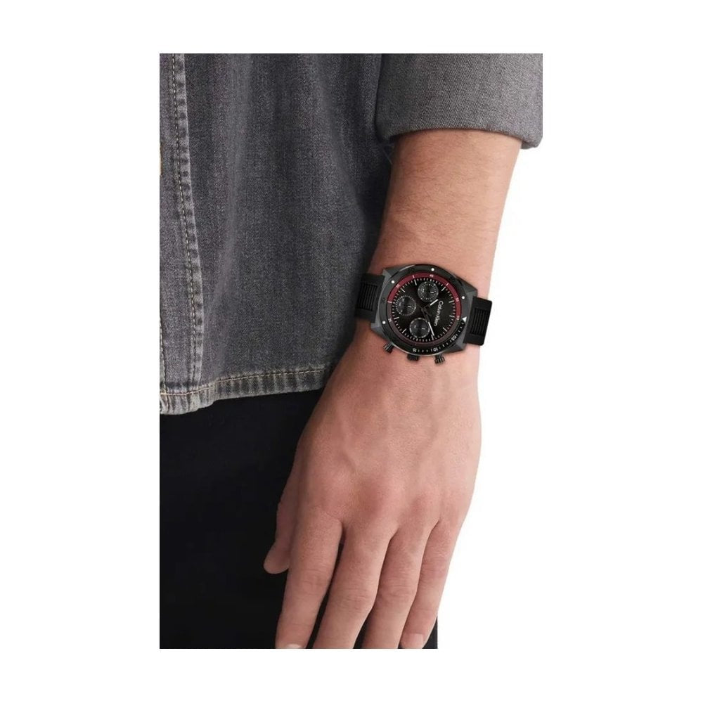 Calvin Klein Chronograph, Black Dial Silicone Strap Gents Watch