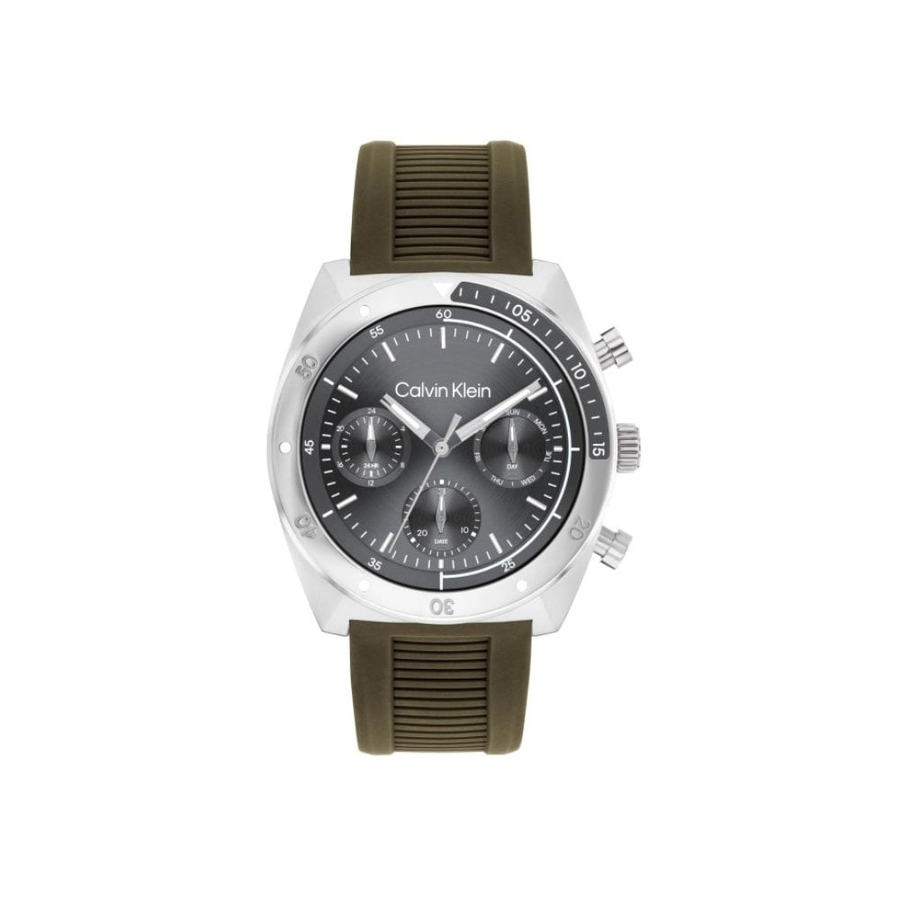 Calvin Klein Grey Dial, Chronograph, Brown Silicone Men's Watch