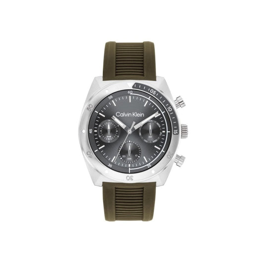 Calvin Klein Grey Dial, Chronograph, Brown Silicone Men's Watch