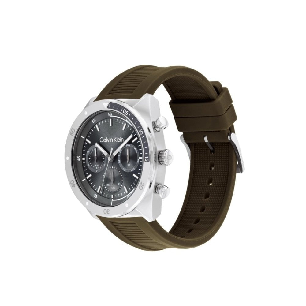 Calvin Klein Grey Dial, Chronograph, Brown Silicone Men's Watch
