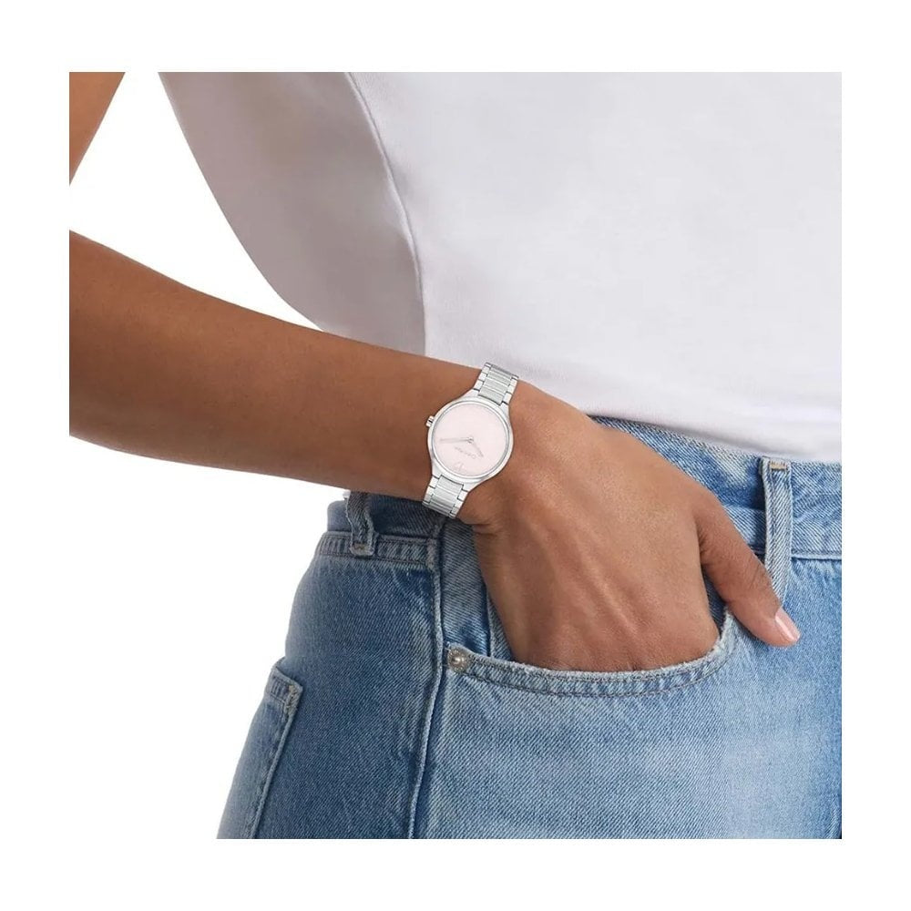 Calvin Klein Ladies Delight, Pastel Pink Dial Stainless Steel Watch