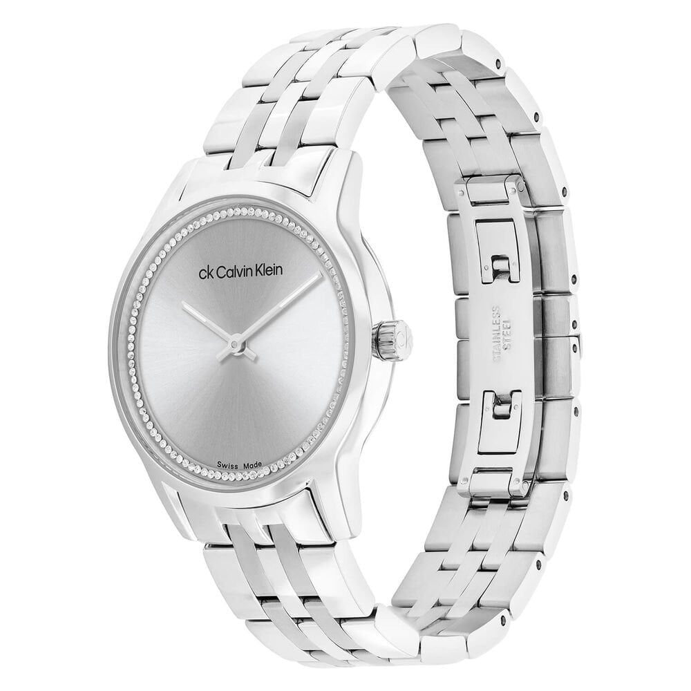Calvin Klein Timeless Dressed 32mm Silver Dial Crystal Bezel Bracelet Watch