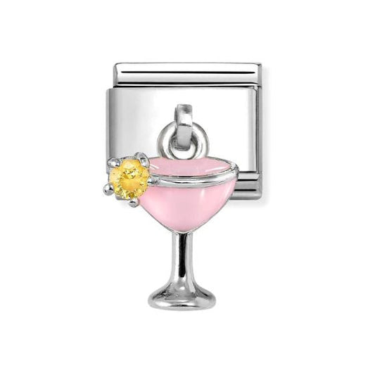 Pink & Yellow CZ Cocktail Glass Nomination Charm