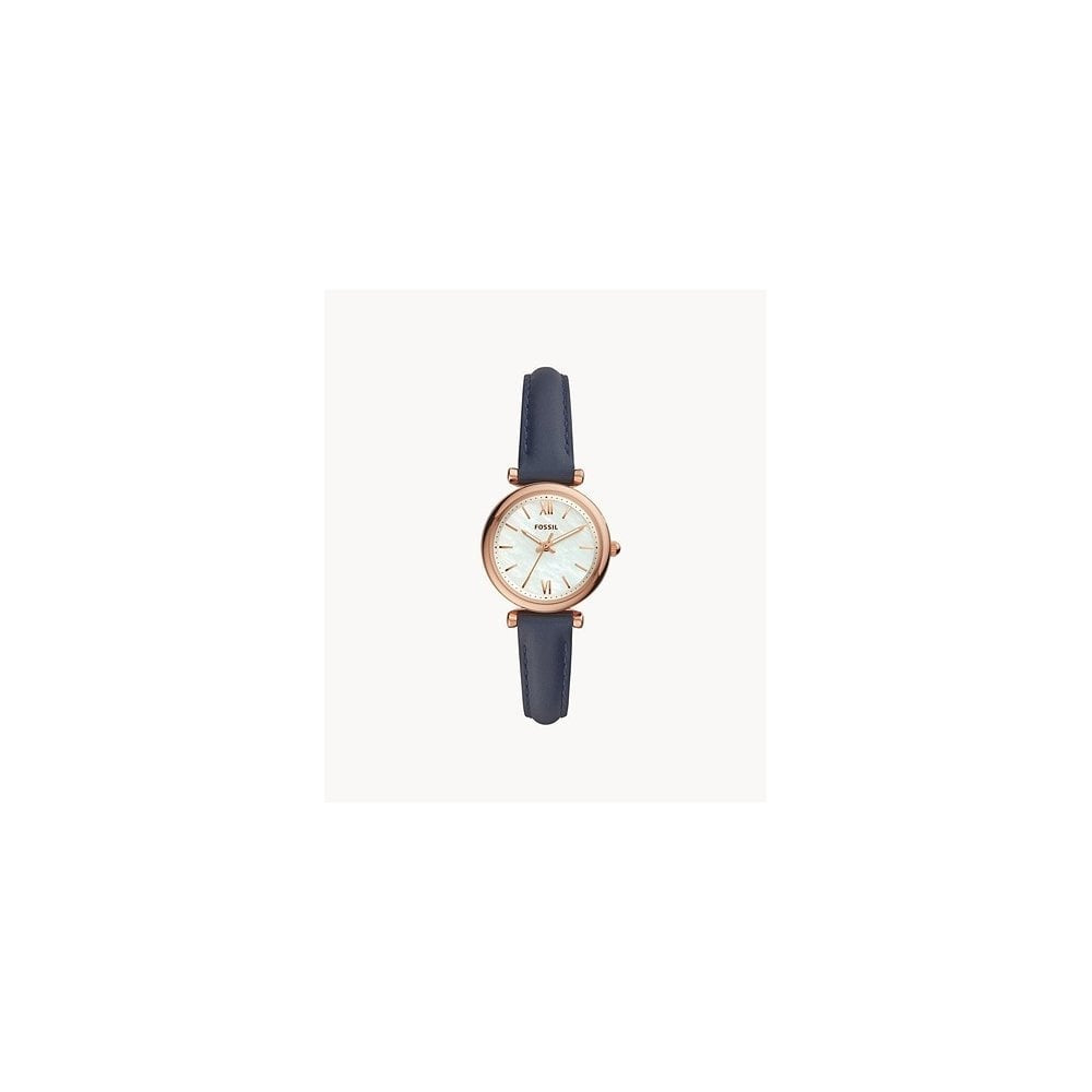 Carlie Mini Three-Hand Navy Leather Watch