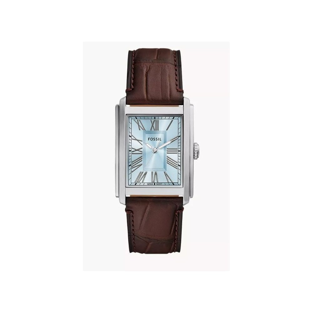 Carraway, Three-Hand, Light Blue Dial, Gents Brown Croco Leather Watch
