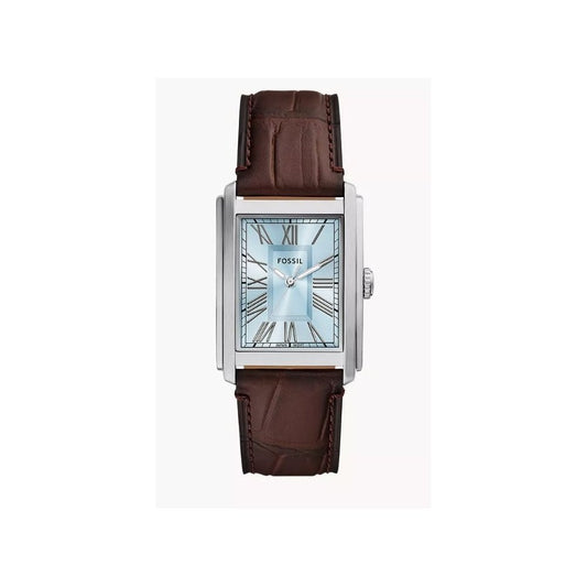 Carraway, Three-Hand, Light Blue Dial, Gents Brown Croco Leather Watch