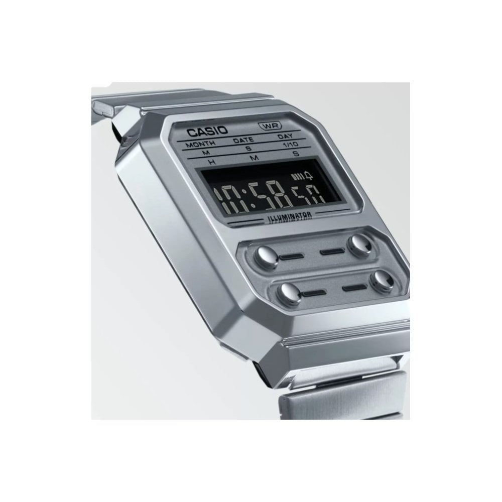 Casio Men Digital Quartz Watch with Stainless Steel Strap
