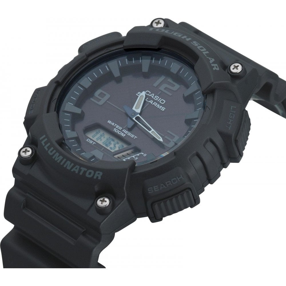 Casio Mens Black Resin Strap Solar Powered Chronograph Digital Watch