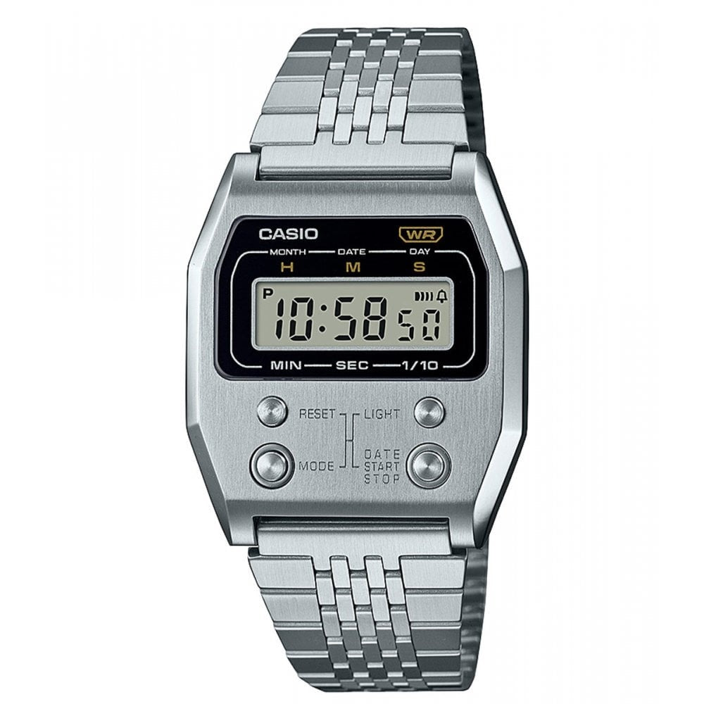 Casio Unisex's Digital Swiss Quartz Watch with Stainless Steel Strap