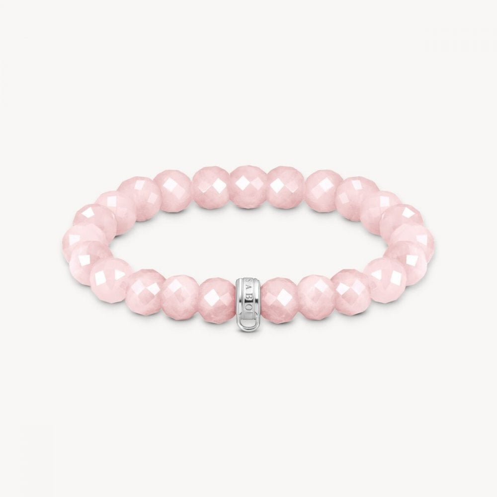 Charm Bracelet with Oval Rose Quartz Beads