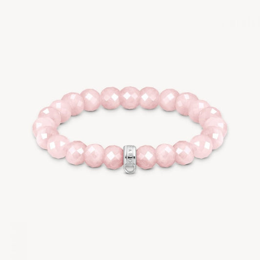 Charm Bracelet with Oval Rose Quartz Beads