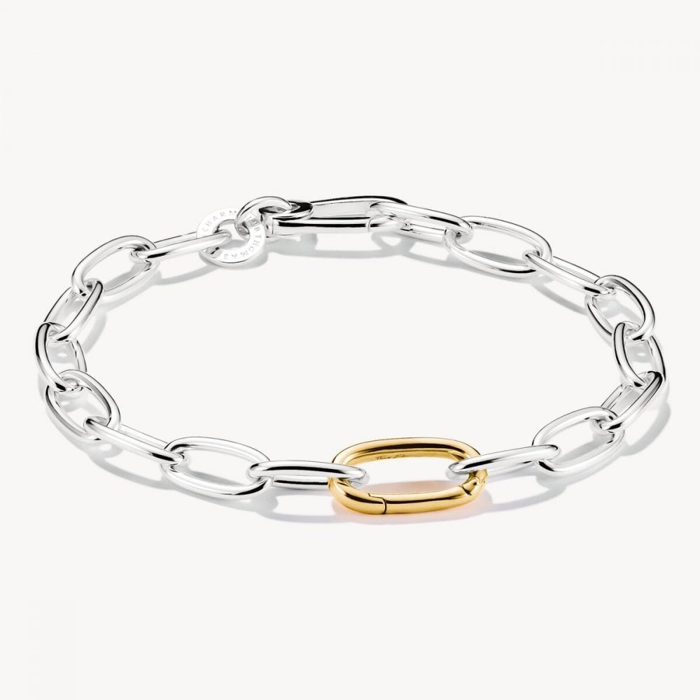 Charm bracelet bicolour with Connect link silver length 17