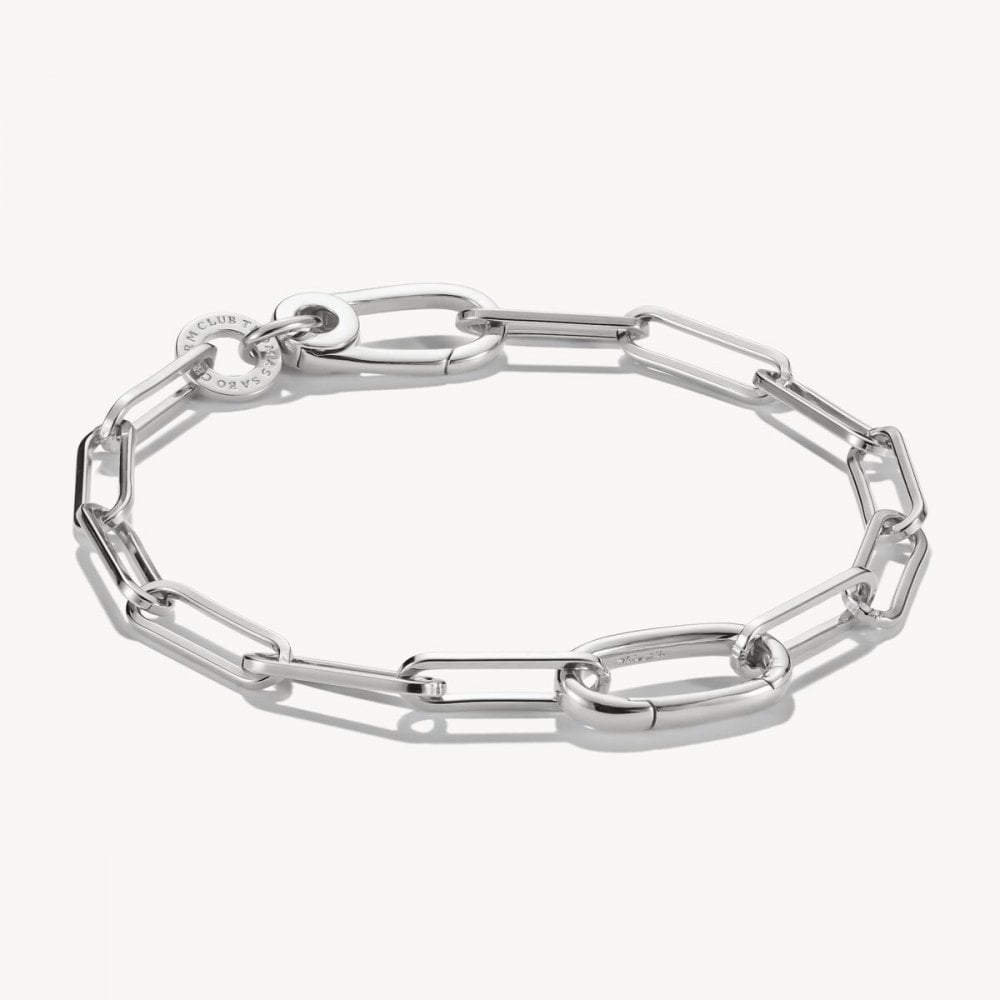Charm bracelet paperclip with Connect link silver length 17