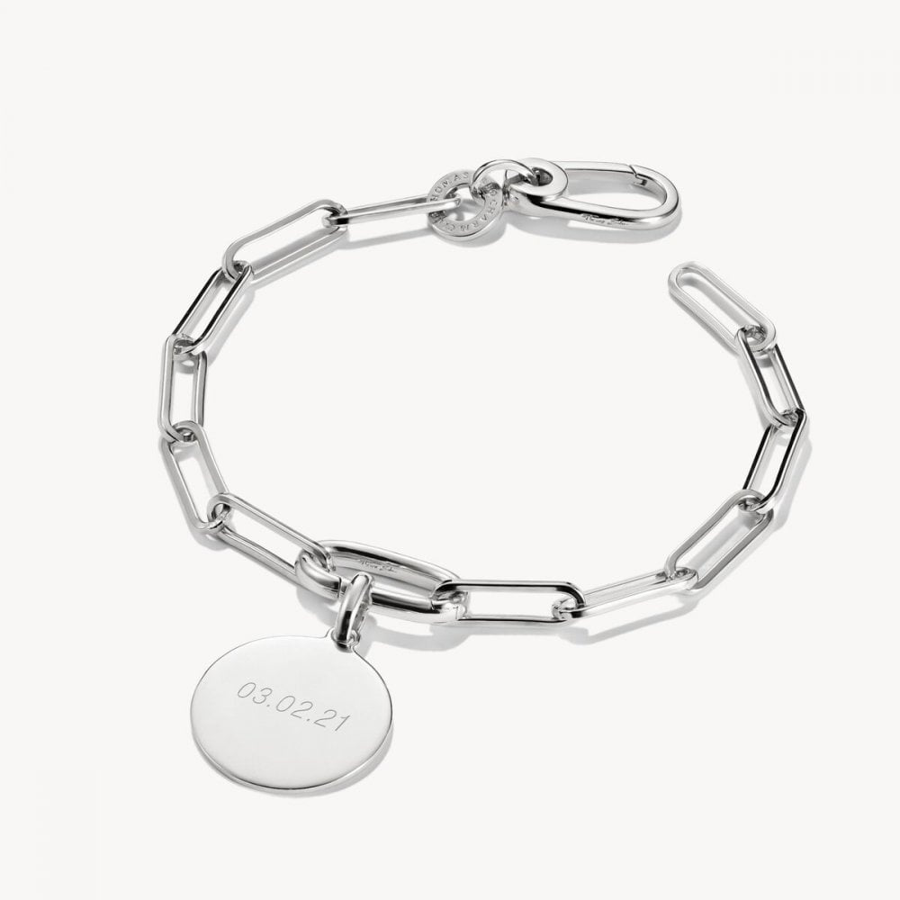Charm bracelet paperclip with Connect link silver length 19