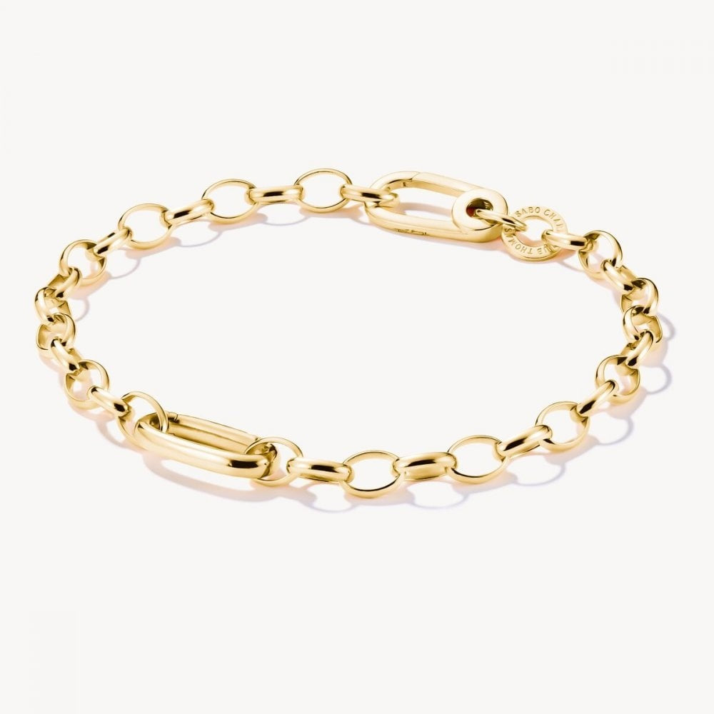 Charm bracelet with three Connect links gold-plated length 17