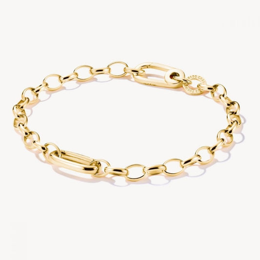 Charm bracelet with three Connect links gold-plated length 19