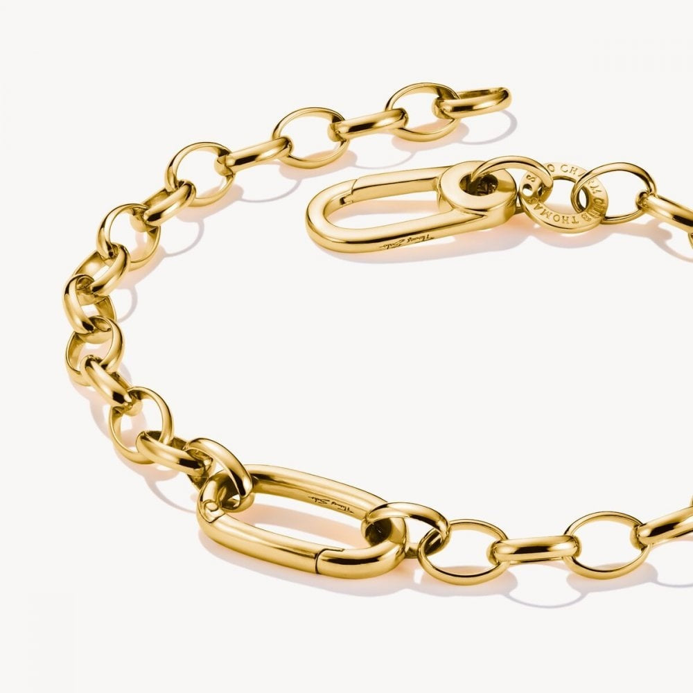 Charm bracelet with three Connect links gold-plated length 19