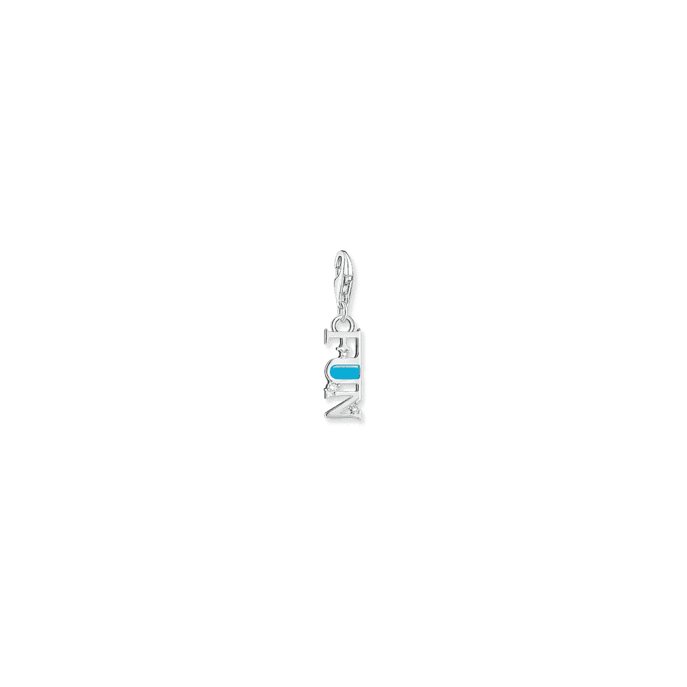 Charm pendant Fun with white stones silver