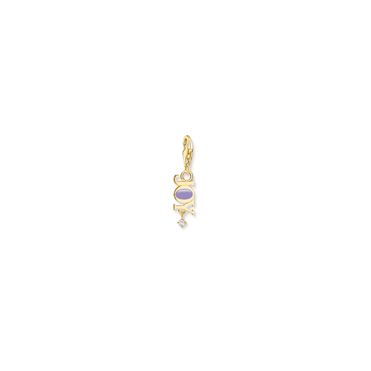 Charm pendant Joy with white stone gold plated 