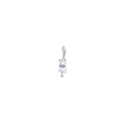 Charm pendant Joy with white stone silver 