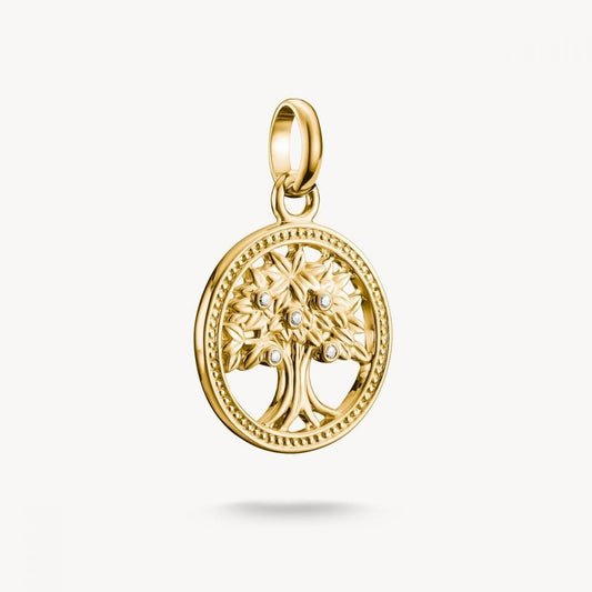 Charm pendant Tree of Love with stones Connect gold-plated