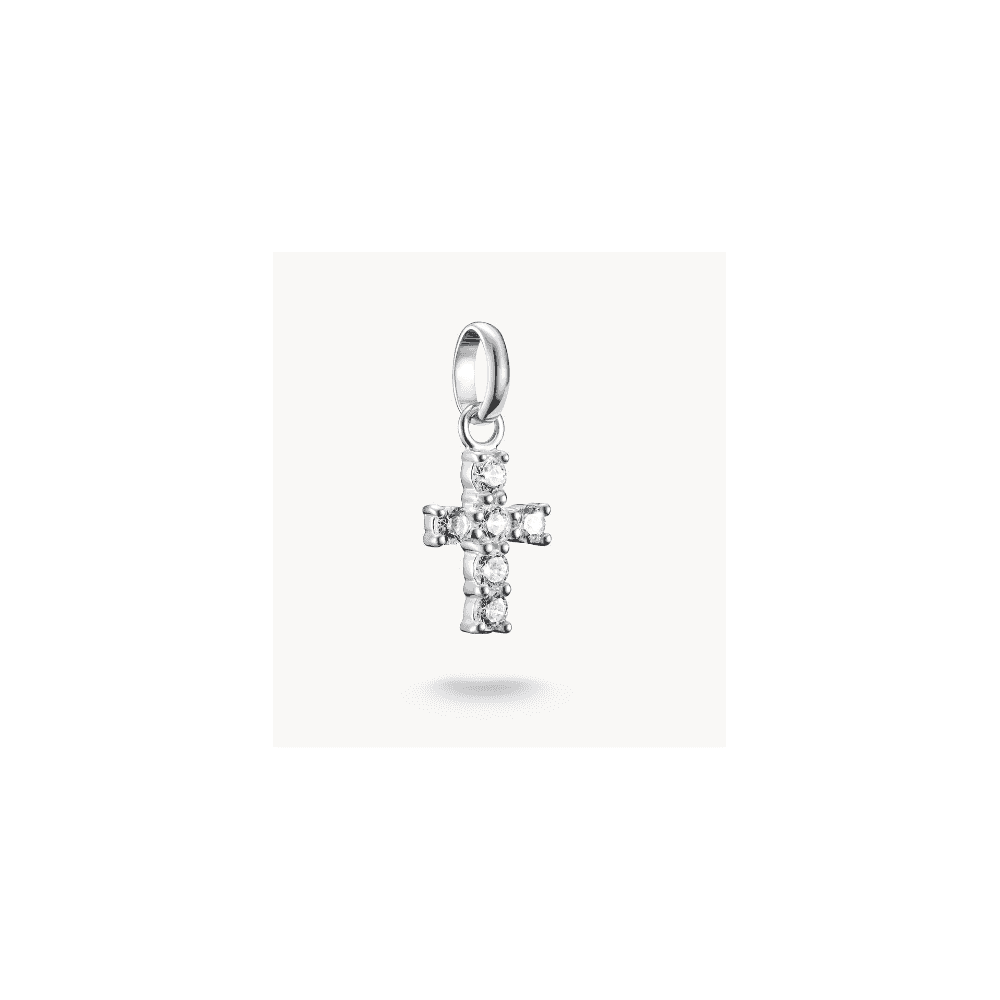 Charm pendant cross with white stones Connect silver