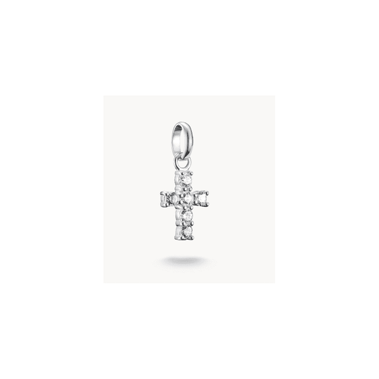 Charm pendant cross with white stones Connect silver