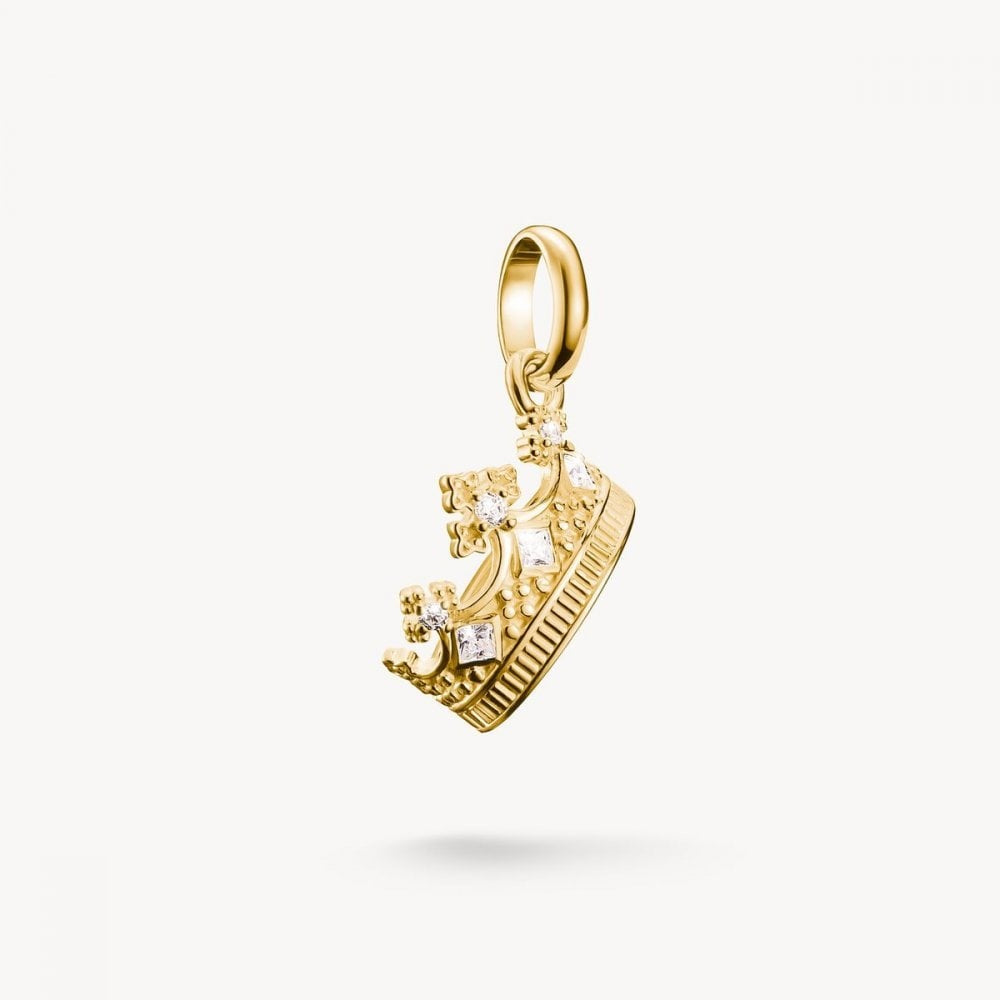 Charm pendant crown with stones Connect gold-plated