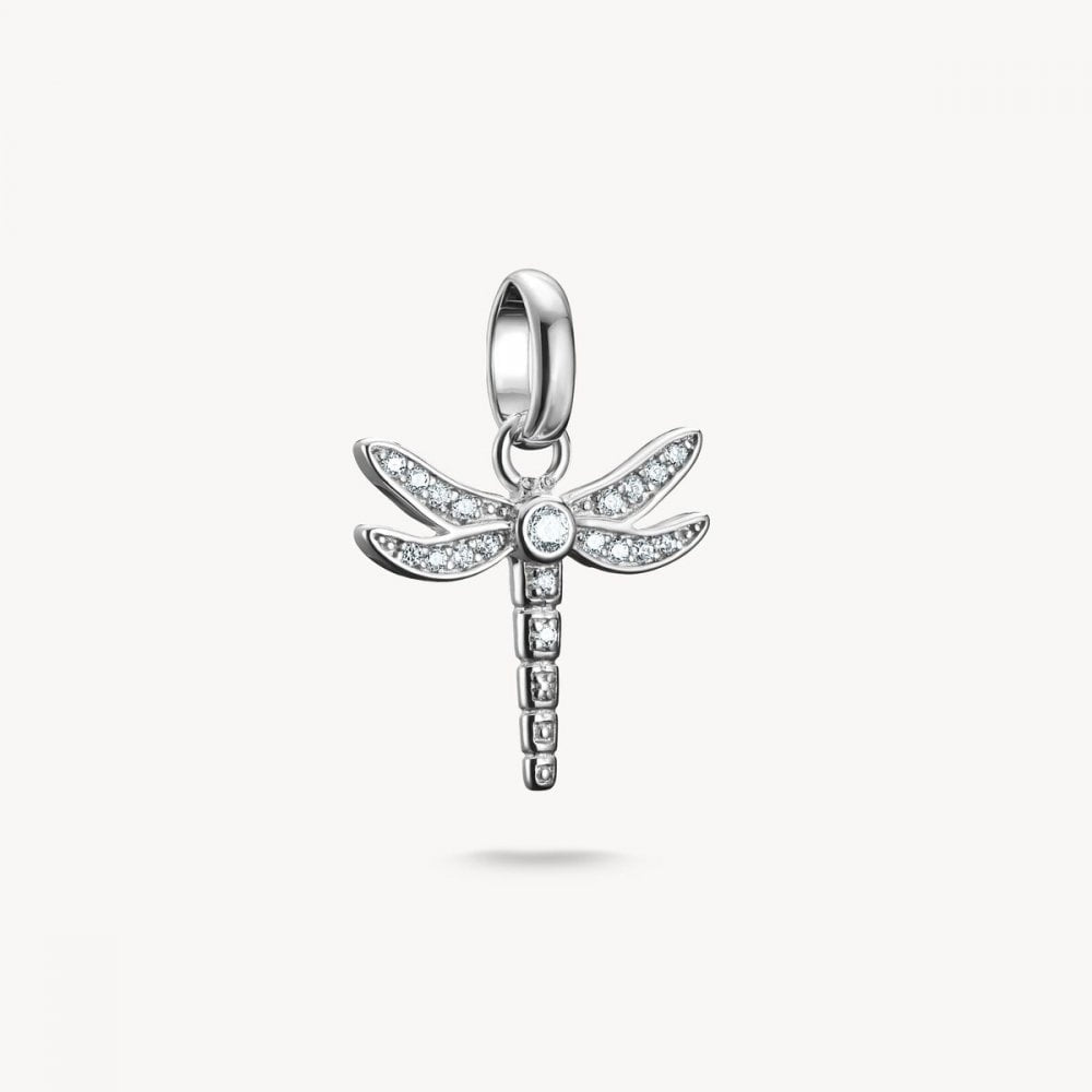 Charm pendant dragonfly with stones Connect silver