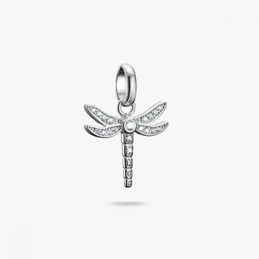 Charm pendant dragonfly with stones Connect silver