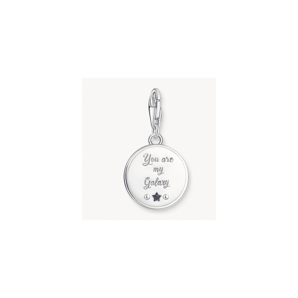 Charm pendant galaxy with cold enamel in various colours silver blackened