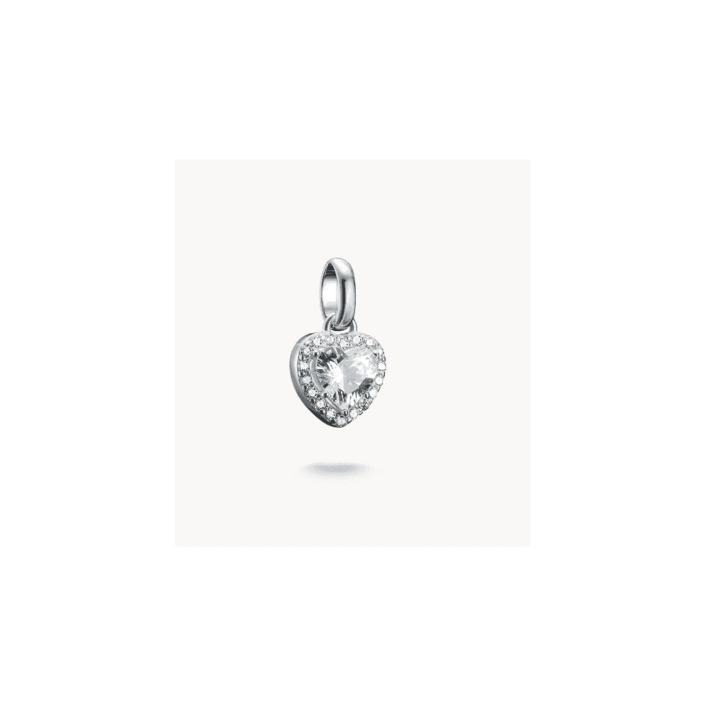 Charm pendant heart with stones Connect silver